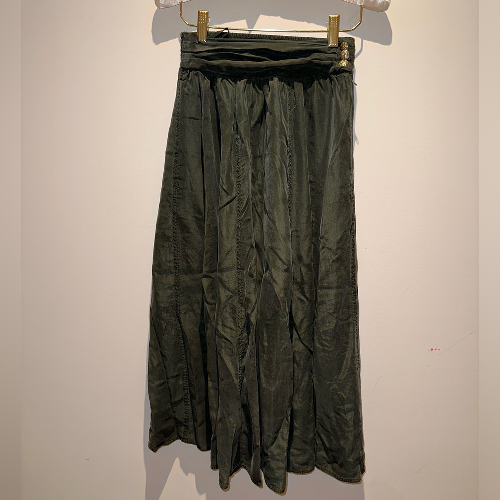 Forest Green 100% silk skirt